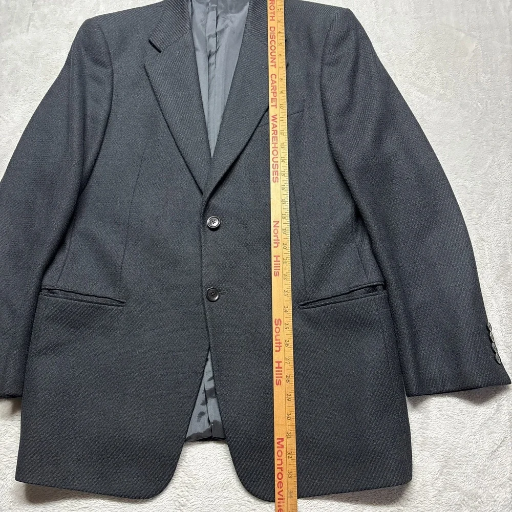 Armani Collezioni Men's Black Gray‎ Textured Stripe Blazer Suit Jacket 42L Wool